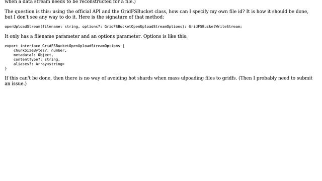 Howto specify my own id value when upload a stream into a gridfs file, using the GridFSBucket API? смотреть онлайн