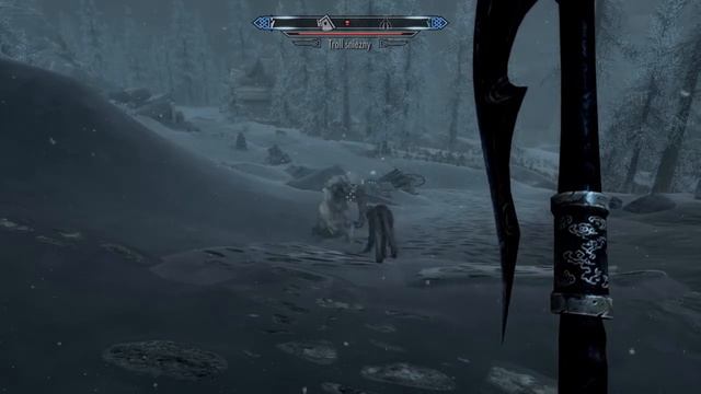 Skyrim - Barbas fighting frost trolls смотреть онлайн