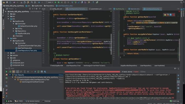 TDD Kata in PHP - Repository & Service - Entities & DataMapper w/ ORM - Part 1: Users & Roles смотреть онлайн