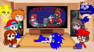 Fnf react to Mario's Madness V2 Mod Part 2! (Gacha reaction)