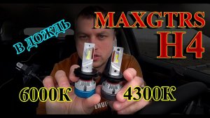 LED лампы MAXGTRS H4 4300K и 6000К поражают в ДОЖДЬ своим СВЕТОМ