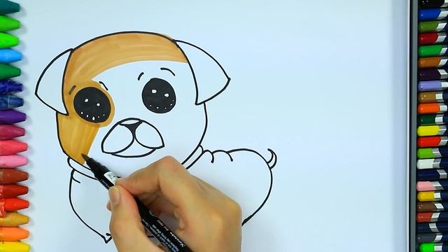 Как нарисовать мопса ?| Раскраски детей HD | Окраска | Рисование и окраска | Рисование для детей смотреть онлайн