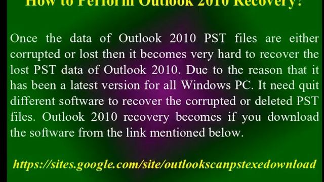 Recover Outlook 2010 Data : Easy Outlook 2010 Recovery смотреть онлайн