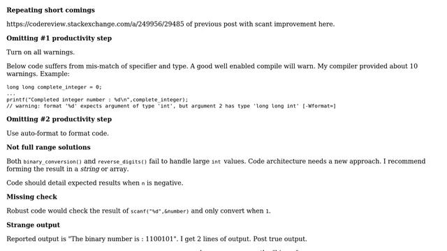 Code Review: Decimal to binary transformation in c (3 Solutions!!) смотреть онлайн