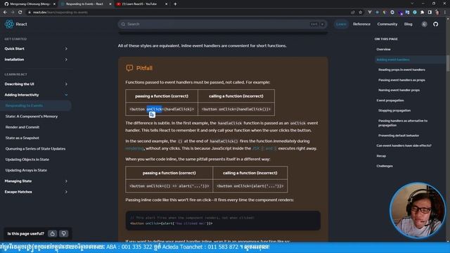 Responding to Events - ReactJS(TypeScript) | MengSreang Channel смотреть онлайн