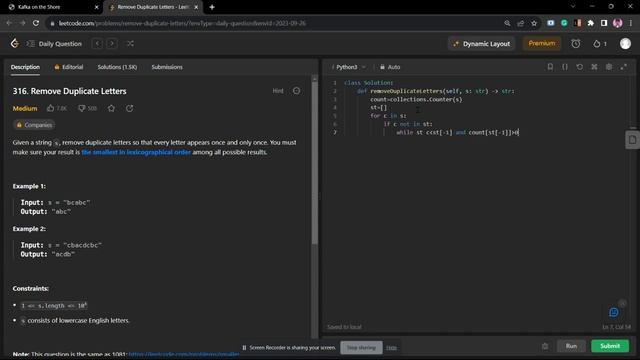 Remove Duplicate Letters LEETCODE STACK Python Solution Interview coding round Problem of the day смотреть онлайн