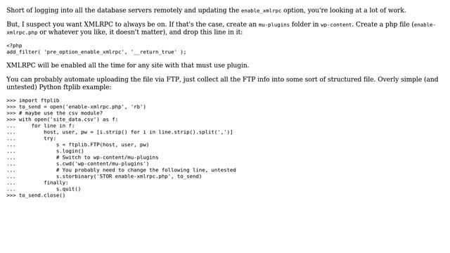 Wordpress: Enabling XML-RPC Accross 500 blogs (2 Solutions!!) смотреть онлайн