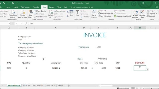 excel invoicing template! For use with a barcode scanner OR manually typing! AWESOME смотреть онлайн