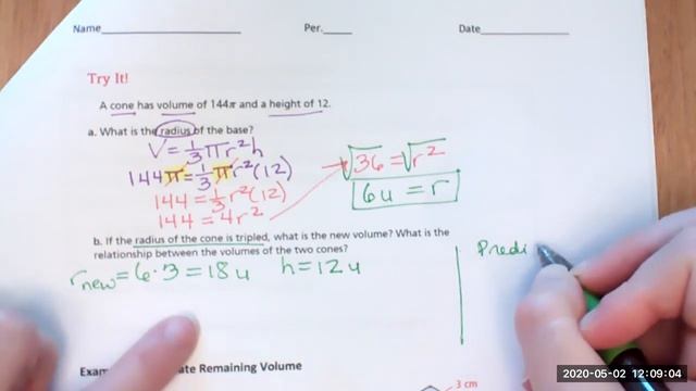 Pearson Topic 11-3 (Vol Pyramids And Cones) To 11-4 (Vol And Surface Area Spheres)