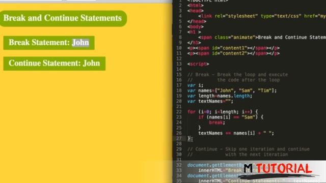 Tutorial JavaScript for beginners #37 Break and Continue Statements # M Tutorial смотреть онлайн