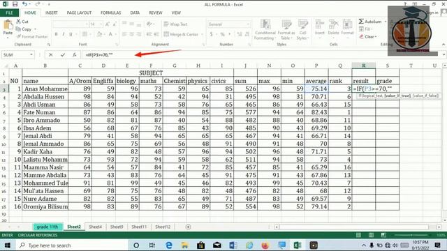 Calculate Min,max,average,total and rank in Excel By (AFAAN OROMOO)17 August 2022 смотреть онлайн