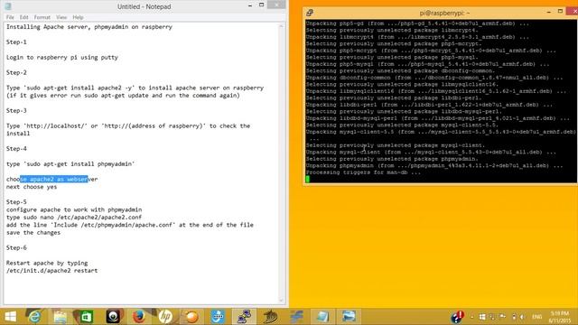Installing Apache server and phpmy admin raspberry pi v 2 смотреть онлайн