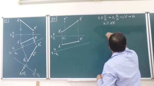 Замена плоскостей проекции(Расстояние от точки до прямой) смотреть онлайн