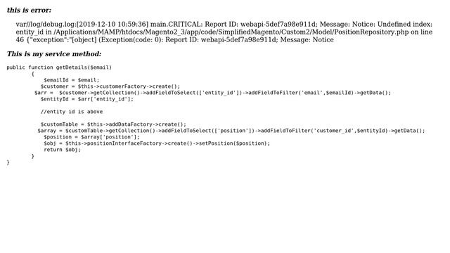 Magento: Magento 2 : issue with service class of API (Message: Notice: Undefined index: entity_id) смотреть онлайн