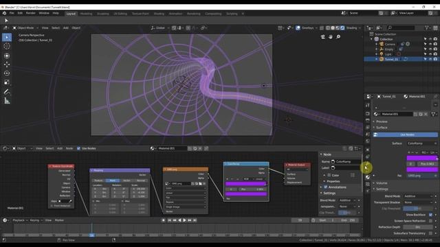 Sci Fi 80s Style Energy Tunnel Fly-through in Blender 2.8 EEVEE смотреть онлайн