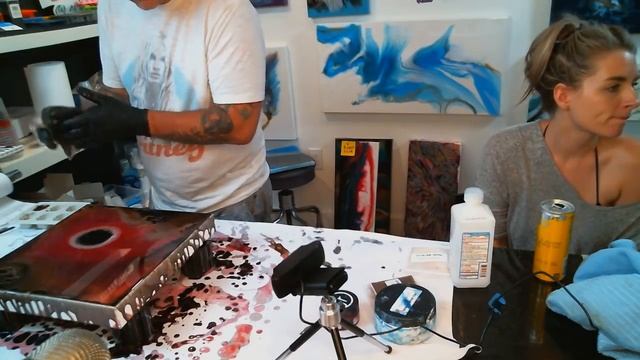 Coffee, Fuchsia and Pearl Negative Space Pour with Jeff (Reviewing StoneCoat's Metallic Powders) смотреть онлайн