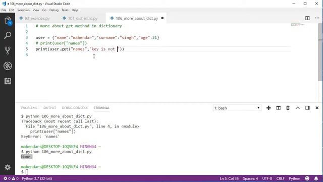 #106 More about get method in python // Complete Python tutorial(2020)? смотреть онлайн