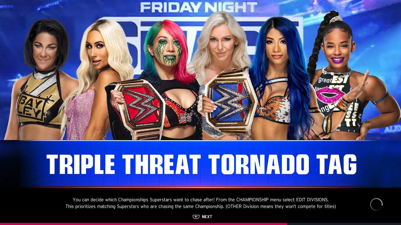 WWE 2k20 SmackDown - Asuka & Charlotte Flair Vs Bayley & Carmella Vs Sasha Banks & Bianca Belair