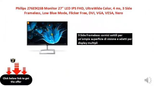 Philips 276E9QSB Monitor 27 LED IPS FHD, UltraWide Color, 4 ms смотреть онлайн