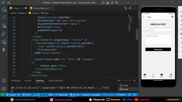 Post Screen | Building a Fullstack React Native App | React Native project смотреть онлайн
