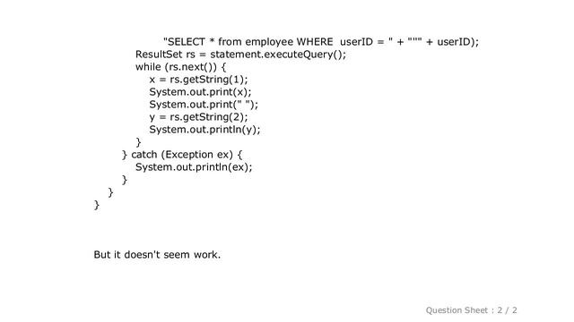 MySQL : Passing parameters to a JDBC PreparedStatement смотреть онлайн