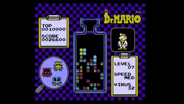 Прохождение 10 уровней игры Dr. Mario (Доктор Марио) на приставке Dendy. смотреть онлайн