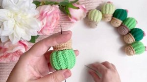 Кактус крючком экспресс мастер класс. Вязаный кактус крючком.