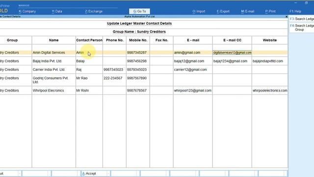 Tally Add On : Update Contact Details of Multiple Ledgers From Single Screen in TallyPrime software смотреть онлайн