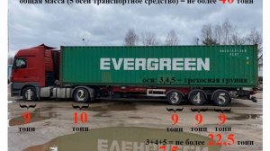 Контейнеровоз 3-и оси.  Допустимые нагрузки на оси автотранспортного средства в РФ