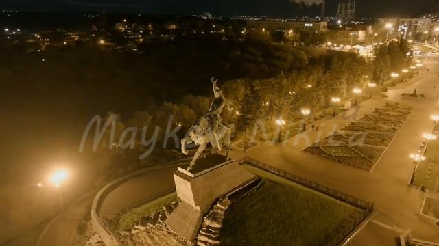 A-Log. Ufa, Russia. Square named after Salavat Yulaev. Panorama of the city. Night city lights, Aer смотреть онлайн