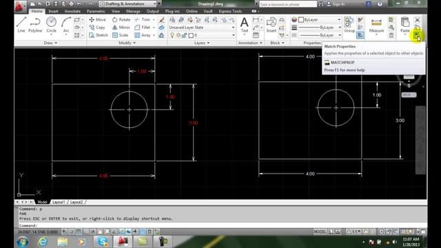 AutoCAD II 20-12 Using the MATCHPROP Command смотреть онлайн