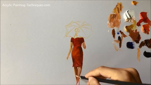 A Lady in red and black umbrella painting - Demo 1 смотреть онлайн