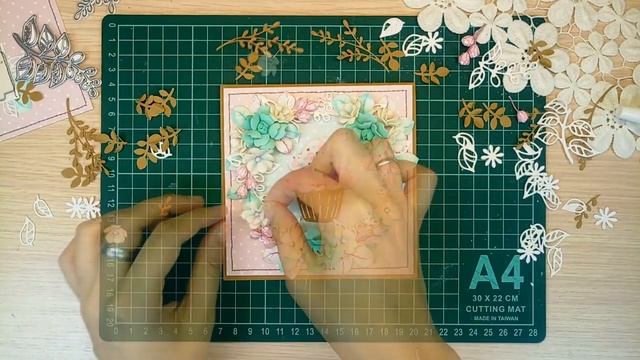 Открытка с цветами и кексом /Скрапбукинг /scrapbooking card with flowers and cake (tutorial card) смотреть онлайн