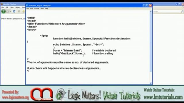 Php Tute 7 [Functions,Arguments,Global functions] By Manan Saini смотреть онлайн