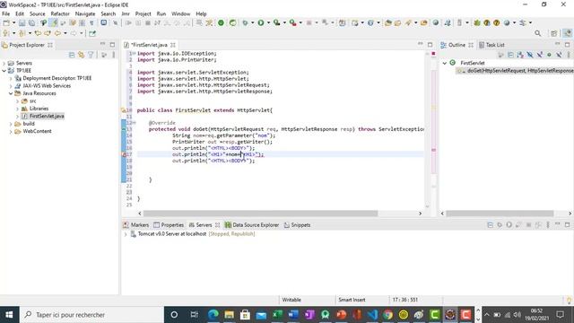 TP 1JEE : Servlet Méthode doGet, Page JSP, annotation WebServlet, web.xml смотреть онлайн