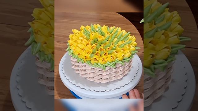 Torta "Cestino con tulipani"🌷Торт" Корзинка с тюльпанами" смотреть онлайн