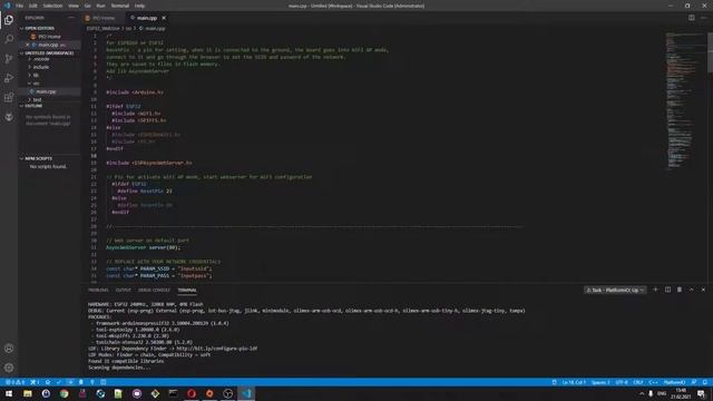 ESP32/ESP8266 пример установки настроек Wi-Fi роутера через Web сервер по пину смотреть онлайн