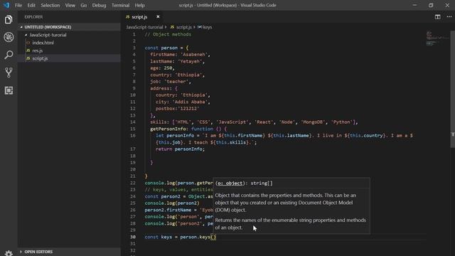 JavaScript in Amharic-24-Object Methods смотреть онлайн