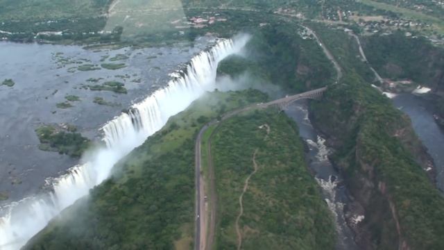 Victoria Falls (Helicopter Aerial View) - Zambia / Zimbabwe Africa