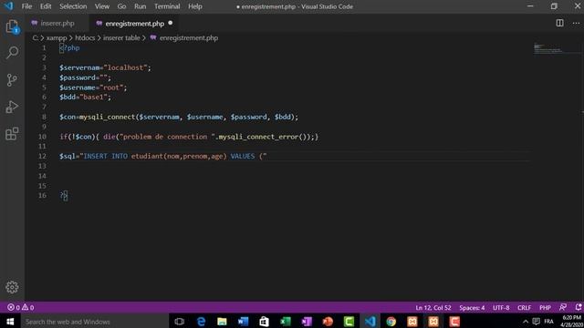 insert values into table utilisant php et mysql (insérer un enregistrement dans une table) смотреть онлайн