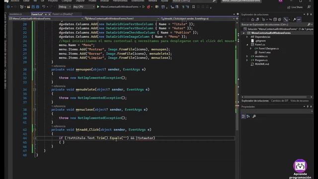 ? PopUp Menú contextual, DataGridView en Windows Forms usando LinQ, Clases, Herencia C# смотреть онлайн
