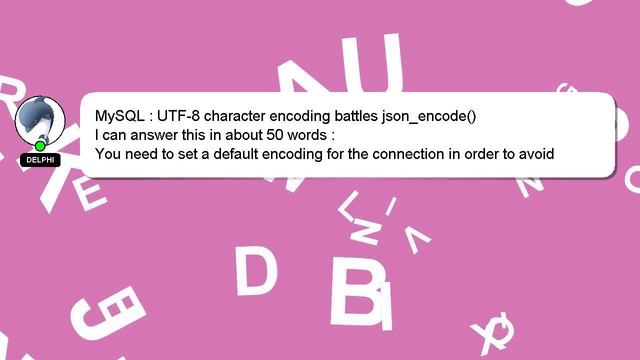 MySQL : UTF-8 character encoding battles json_encode() смотреть онлайн