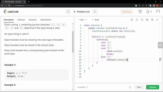 #leetcode 20. Valid Parentheses using java | Easy and Optimized Solution O(n) solution | @GoCoderGo смотреть онлайн
