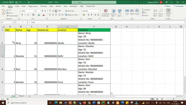 Combine multiple columns into one cell with header information in Excel смотреть онлайн