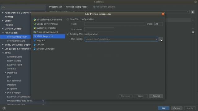 Adding new remote interpreter in PyCharm using an existing SSH configuration смотреть онлайн