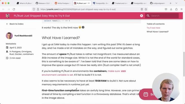 5mins of Postgres E62: PL/Rust 1.0 and its trusted language mode смотреть онлайн