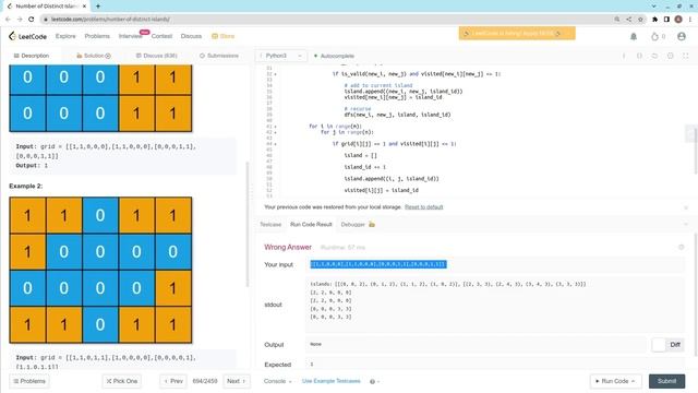 NUMBER OF DISTINCT ISLANDS | LEETCODE 694 | MEDIUM | PYTHON смотреть онлайн
