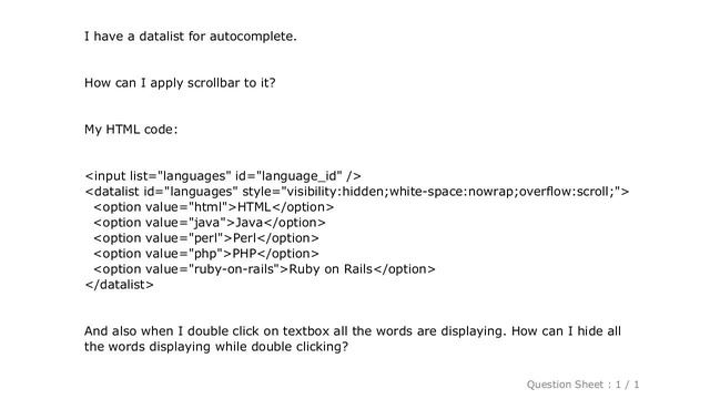 HTML : How to apply scrollbar for datalist? смотреть онлайн