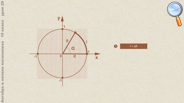 Алгебра 10 класс (Урок№29 - Радианная мера угла.) смотреть онлайн