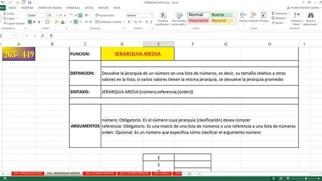 Función JERARQUIA.MEDIA Excel 2013: 265 de 448 HD смотреть онлайн
